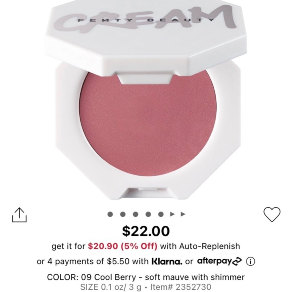 Fenty Beauty Cheeks Out Cream Blush in “Cool Berry”